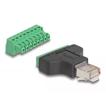 DeLOCK Adapter RJ45 kištukas > gnybtų blokas 8 kontaktų 2-dalis 3.81 mm