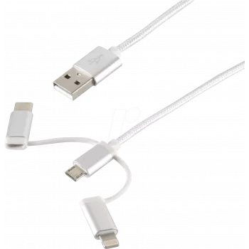 USB laidas ShiverPeaks BS14-50067 1m USB-A / USB-C / Micro-USB B / Lightning baltas