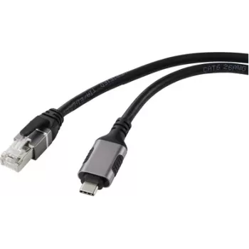 Renkforce USB tinklo adapterio kabelis [1x USB-C® kištukas - 1x RJ45 kištukas] 1,80 m, aliuminio kištukas (RF-6055778)