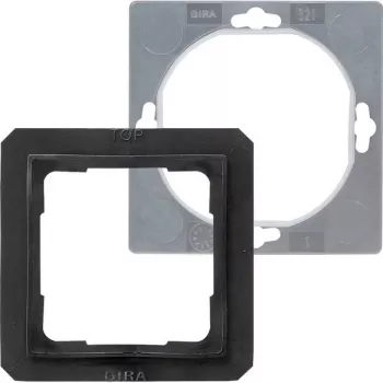Gira 0252 27 dangtelis jungikliams ir kištukiniams lizdams — juodas, įprastinio dizaino, IP44, pakuotė po 5 vnt.