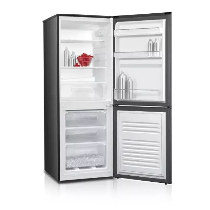 Šaldytuvas su šaldikliu MPM MPM-215-KB-39/E — 215 L, apatinis šaldiklis, tamsus inox, reversinės durelės, LED apšvietimas