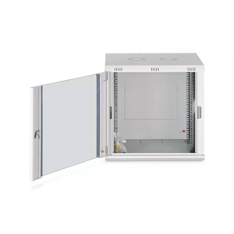 Sieninis tinklo spintos stovas DIGITUS Dynamic-N 12U, 19 colių, 600x450 mm (PxG), IP20, rakinamas stiklinis durys, nesurinktas