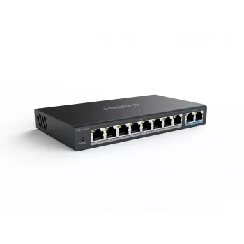 Tinklo PoE jungiklis Reolink RLA-PS1 – 8 PoE prievadai, 150W biudžetas, IEEE 802.3af/at, 2x Gigabit uplink