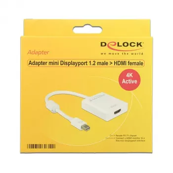 DeLock Mini DisplayPort 1.2 > HDMI (ST-BU) adapter 4K baltas