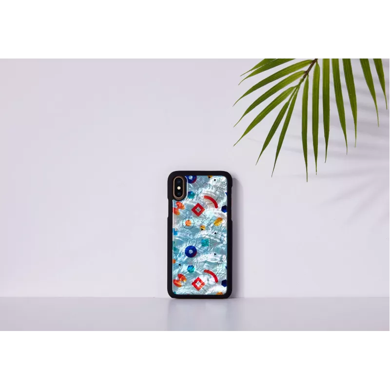 iKins apsauginis dėklas iPhone XS / XS Max juodas uolienų dizainas, apsauginis galinis dangtelis