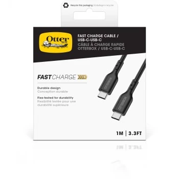 Otter Products OtterBox USB-C laidas – 24 kontaktų USB-C (M) į 24 kontaktų USB-C (M) – USB 2.0 – 3 A – 1,0 m – Juoda (78-81356)