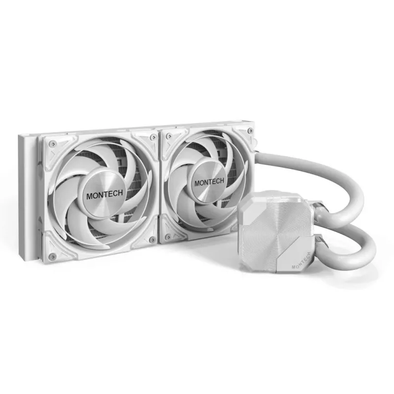 Montech HyperFlow Silent 240 procesoriaus skysčinis aušintuvas 240 mm radiatorius 2×120 mm ventiliatoriai baltas