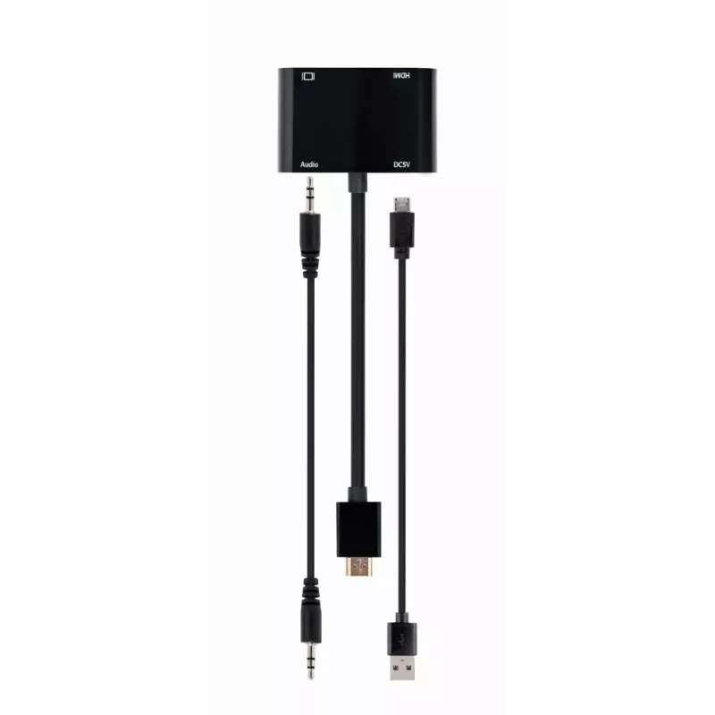 Gembird A-HDMIM-HDMIFVGAF-01 adapteris iš HDMI kištuko į HDMI lizdą + VGA lizdą, su garsu ir maitinimo jungtimi