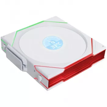 120 mm korpuso ventiliatorius Lian Li 12RTLLCD1W1W ARGB belaidis LCD baltas