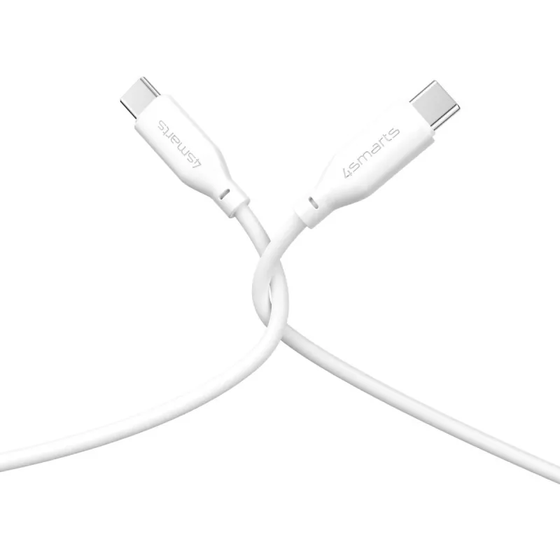 4smarts USB-C / USB-C Silicone-Cable High Flex 60W 1,5m Baltas