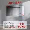 Sieninis TV laikiklis MACLEAN MC-123 itin plonas, VESA 400x400 mm, plokščiaekraniams televizoriams iki 80 kg
