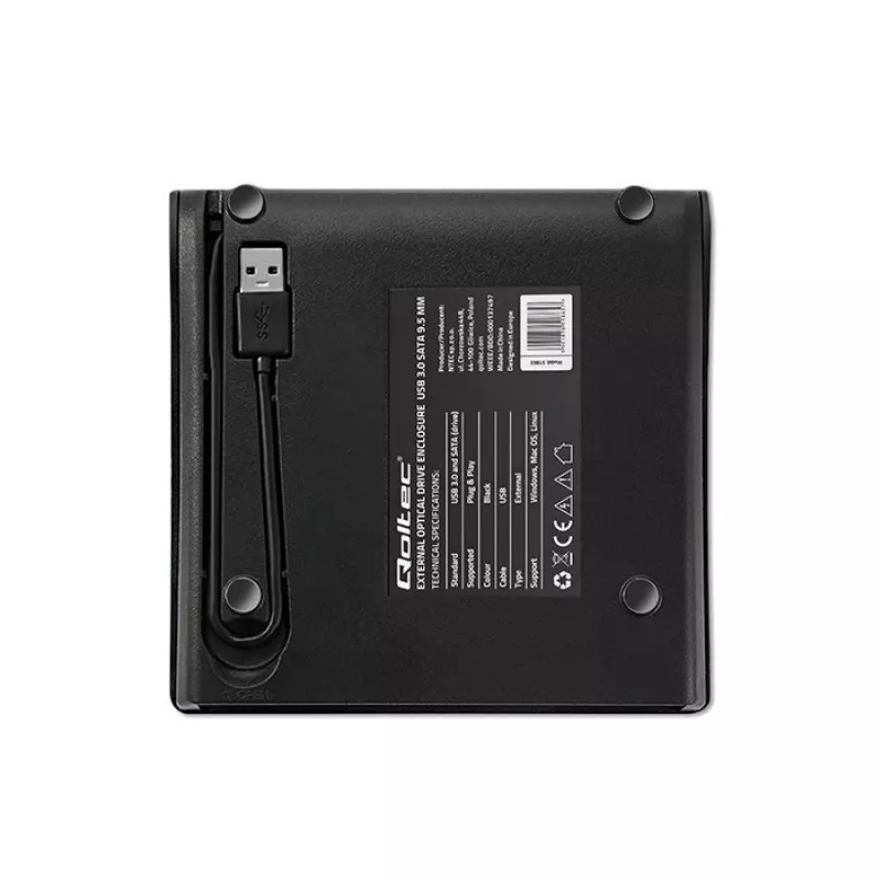 Išorinis optinių diskų dėklas CD/DVD SATA, USB 3.0, 9,5 mm