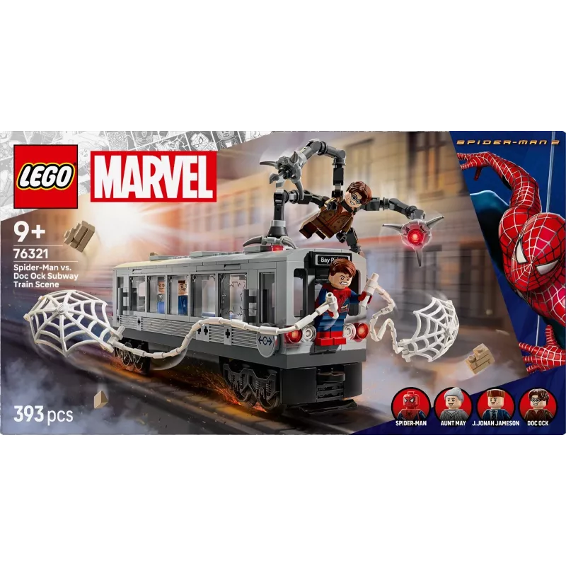 Konstrukcinis žaislas LEGO Marvel Super Heroes 76321 Spider-Man Doc Ock Subway Showdown, 393 detalės, 4 minifigūrėlės, nuo 9 metų