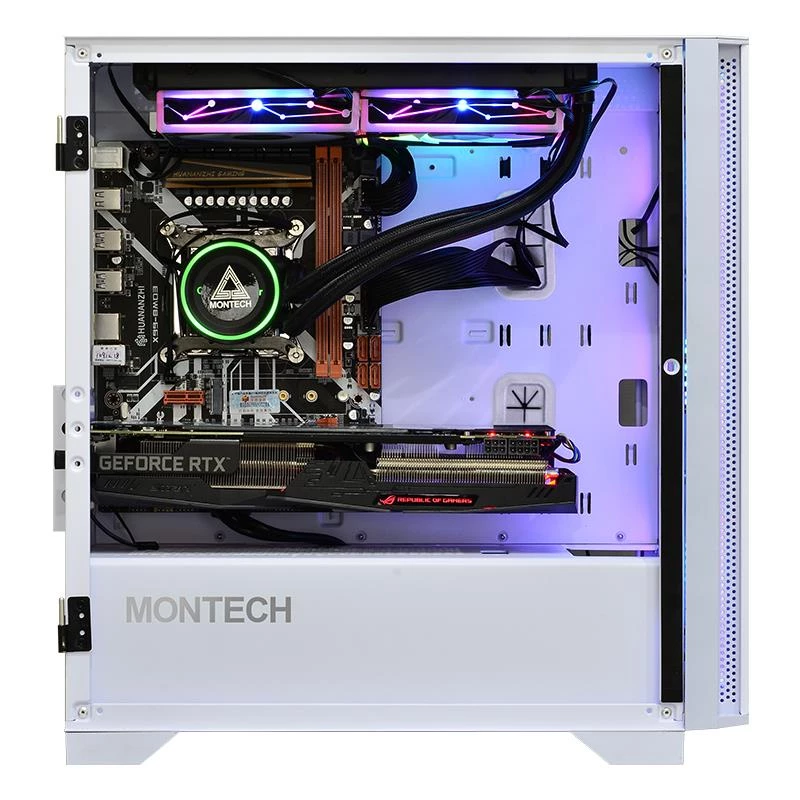 Montech AIR 100 ARGB Micro-ATX korpusas su keturiai ARGB ventiliatoriais, itin minimalistinis dizainas, smulkus tinklelio priekis, didelis oro srautas, unikalus šoninis skydelis