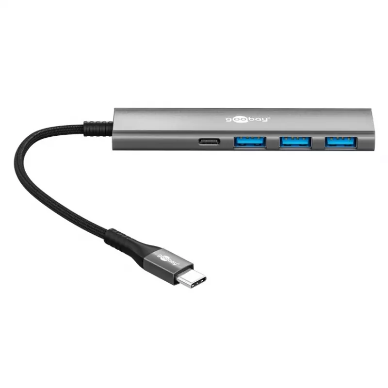 Goobay Slim 4-Port USB Hub USB-C į USB-A 5 Gbit/s - 1x USB-C, 3x USB-A (76562)
