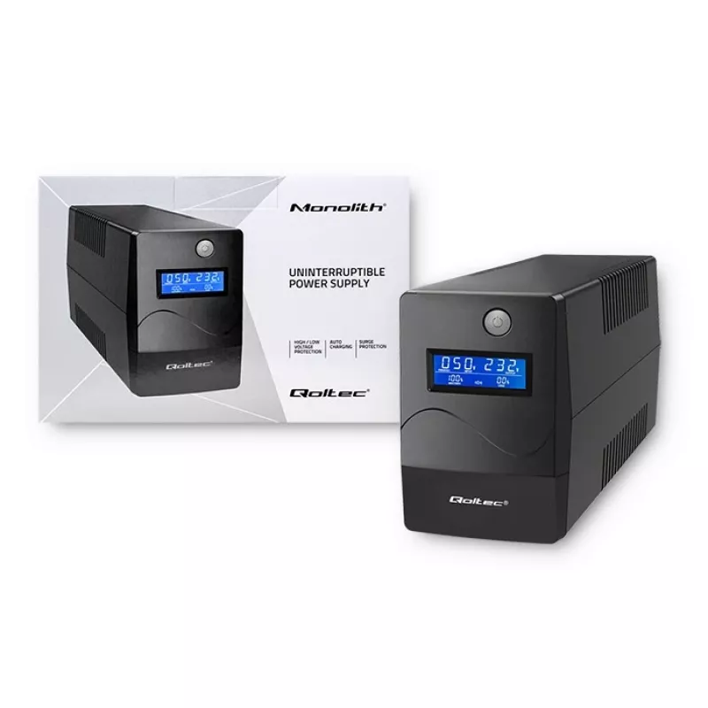 Qoltec Monolith UPS Double-conversion Online 0,65 kVA 360 W 2 AC lizdai