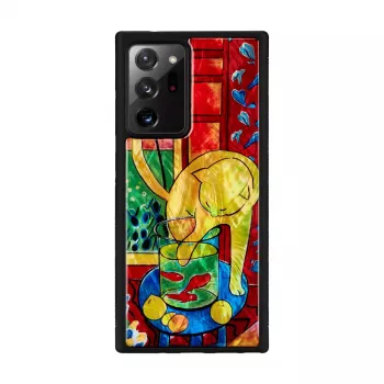 Telefono dėklas iKins Samsung Galaxy Note 20 Ultra – katės dizainas su raudona žuvimi
