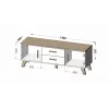 TV stovas Cama Meble LOTTA 140 cm – wotan ąžuolo rėmas, juoda medžio drožlių plokštės viršus, 1400×400×530 mm
