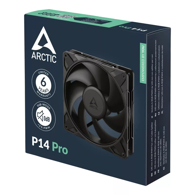 ARCTIC P14 Pro 140 mm PWM ventiliatorius, juodas