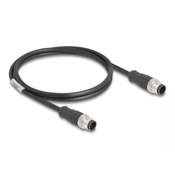 Tinklo kabelis DeLOCK M12 A-koduotas 8 kontaktų vyras-vyras Cat5e 1 m Juodas
