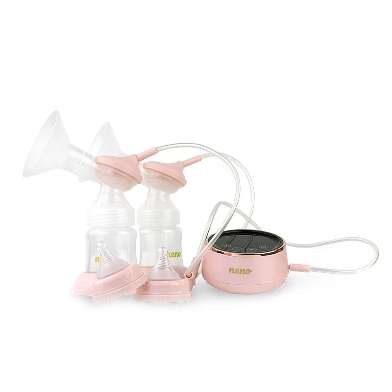 Elektrinis pientraukis Neno Bella Twin – 150 ml buteliukai, 6 stimuliacijos / 9 siurbimo lygiai, USB Li-Ion baterija, rožinis/skaidrus