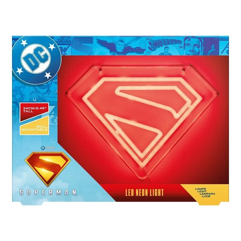 LED neoninė sieninė lemputė Paladone Superman PP14478SMTVN, dekoratyvinis sienos ženklas