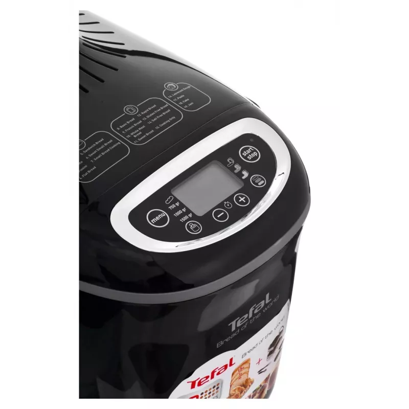 Duonkepė Tefal PF611838 — 1600 W, 1,5 kg talpa, 19 programų, jutiklinis valdymas, juoda