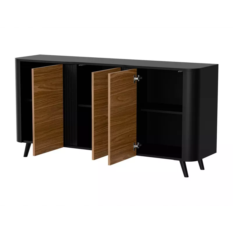 Komoda Cama Meble VOLARE 151 x 39 x 75 cm, juoda/riešutas, medžio drožlių plokštė