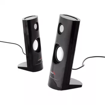 Laidiniai kompiuteriniai garsiakalbiai Audiocore AC860, 2 krypčių, 2.0 kanalai, 4 W RMS, USB maitinimas, 3.5 mm įvestis, juodi