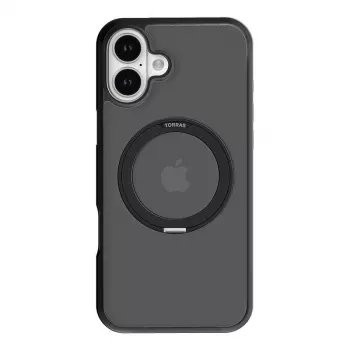 Apsauginis dėklas telefonui Torras Ostand Pro, skirtas iPhone 16 Plus — juodas, plonas profilis, lengvas svoris
