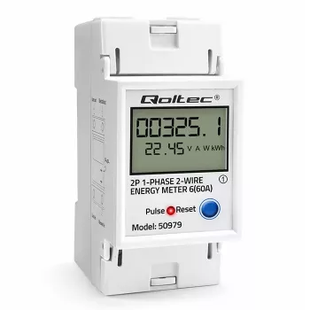 Energijos skaitiklis QOLTEC Vienfazis DIN-bėgis 230V (MPN 50979)