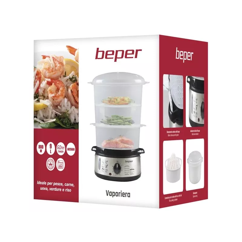 Garinis puodas Beper BC.250 3 krepšeliai 800 W nerūdijantis plienas