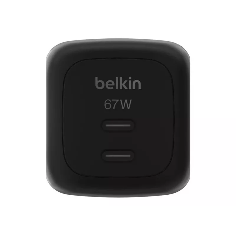 Greičio įkroviklis AC patalpoms Belkin WCH020kqBK, 2× USB-C, universali suderinamumas, apsauga nuo viršįtampių, juodas