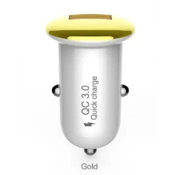 Automobilinis kroviklis Devia Mushroom serijos QC3.0 18W Gold – USB Quick Charge 3.0, 18W išėjimas