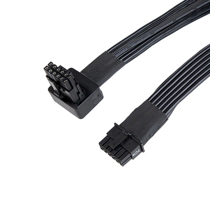SilverStone SST-PP14-90 12VHPWR kabelis, 90 laipsnių, 650 mm, juodas