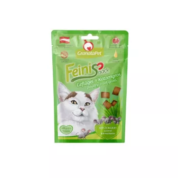 Kačių skanėstai Fox4Pets GRANATAPET FeiniSnack Paukštiena su kačių žole, mėsingas kietas užkandis, 50 g, be grūdų, suaugusioms katėms