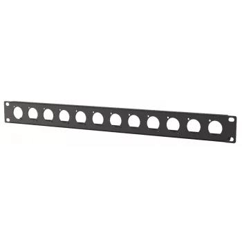 Rack skydas 1U Lanview LVR1U-12D-BL su 12 D tipo išpjovų kišeniniams moduliams, juodas