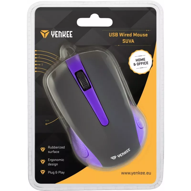 Yenkee YMS 1015PE SUVA laidinė pelė USB, 3 mygtukai, guminis paviršius