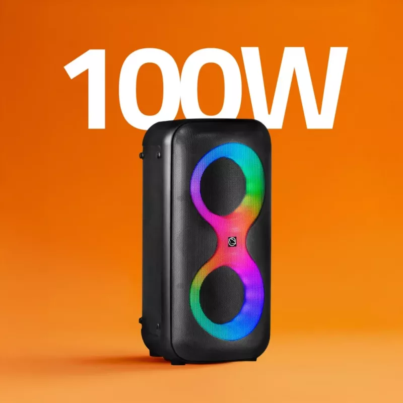 Nešiojamas muzikos centras MANTA SPK0401B100 Bluetooth garsiakalbis, 100 W didžiausia galia, FM radijas, karaokė, įmontuota baterija, X-BASS