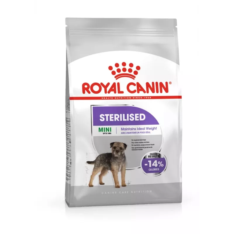 Sausas šunų ėdalas Royal Canin Mini Sterilised Care — 3 kg, vištiena, sterilizuotoms mažoms veislėms (5–10 kg), suaugusiems, 30% baltymų