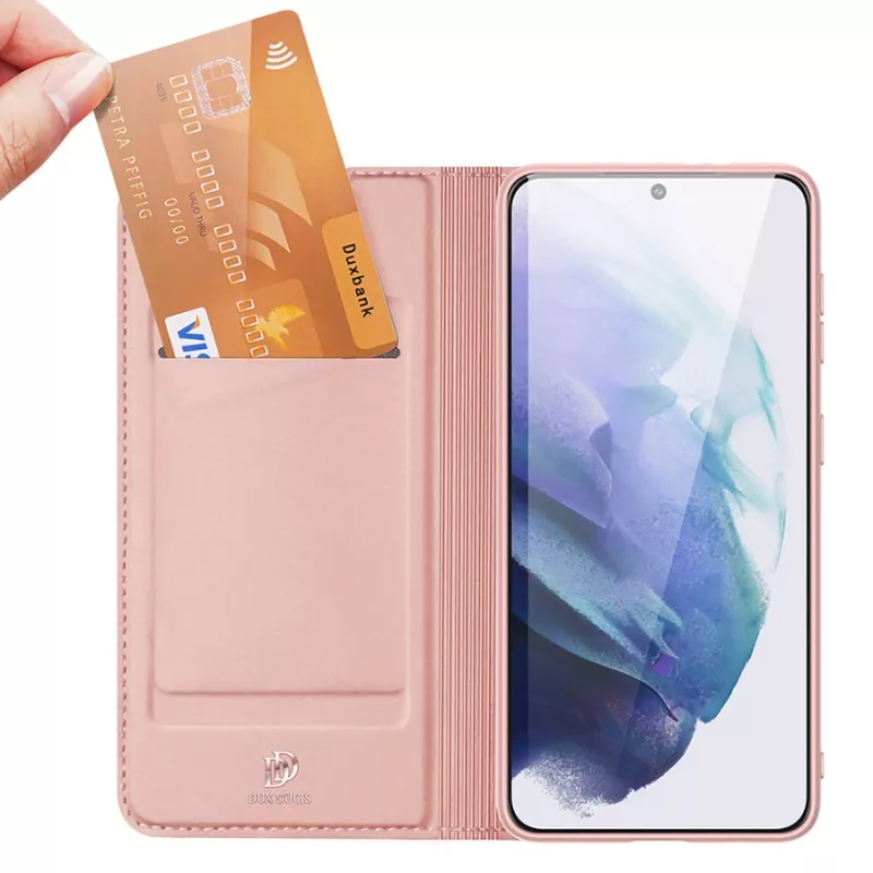 Dux Ducis Skin Pro dėklas su dirželiu ir atverčiamu dangteliu Samsung Galaxy S22+ (S22 Plus) rožinis