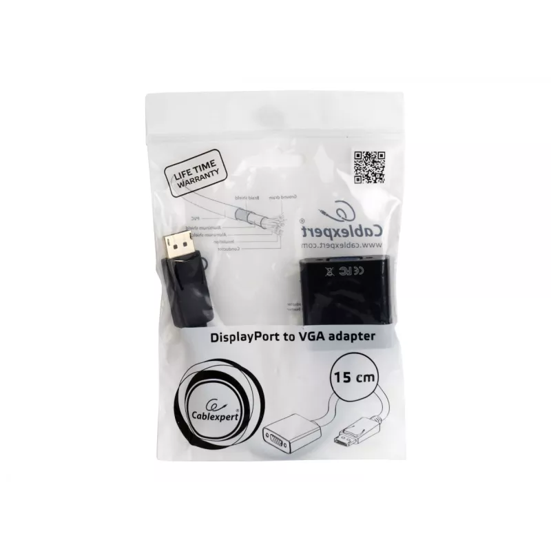 Adapteris DisplayPort į VGA juodas