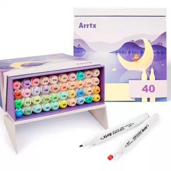 Dvipusiai žymekliai Arrtx LC302598 – 40 pastelinių spalvų, dvigubo antgalio