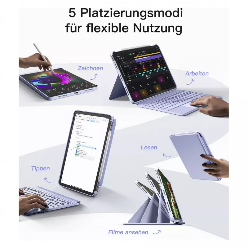 Inateck klaviatūra iPad 11 / iPad Air 4/5Gen.Com. QWERTZ violetinė