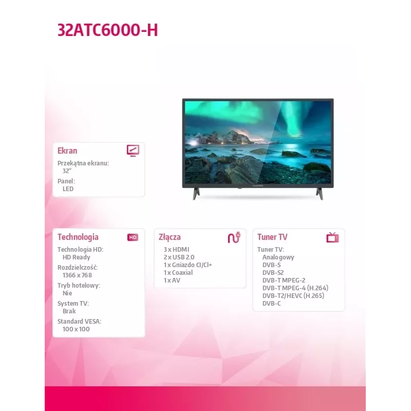 Televizorius LED Allview 81 cm (32 inch) 32ATC6000-H, HD Ready, CI+