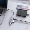 USB šakotuvas Aukey CB-H36 — 4 prievadai USB 3.2 Gen 1 Type-A, pagrindinis USB 2.0, 5000 Mbit/s, aliuminis sidabrinis