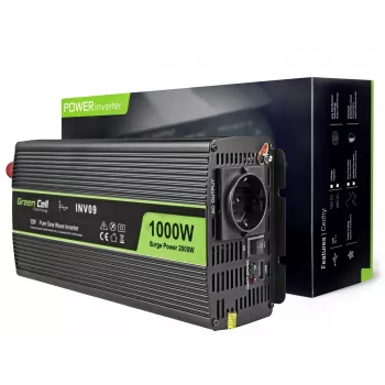 Green Cell INV09 keitiklis automobiliui 1000 W juodas