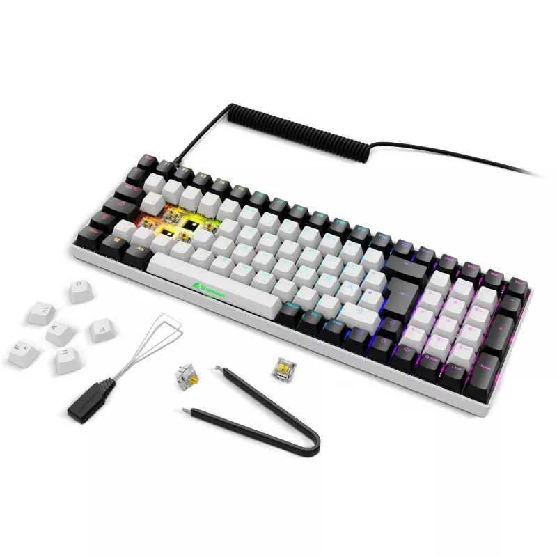 Sharkoon SKILLER SGK50 S2 White DE-Layout Gateron Yellow - klaviatūra