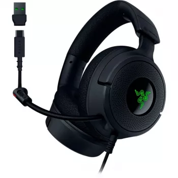 Razer Kraken V4 X – laidinis žaidimų ausinių komplektas su TriForce 40 mm tvarkyklėmis, ištraukiamu kardioidiniu mikrofonu, 7.1 erdviniu garsu ir Chroma RGB apšvietimu