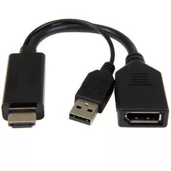 Cablexpert vaizdo adapteris DisplayPort (mot.) – HDMI (pat.) su USB maitinimu, 10 cm
